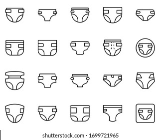 Diaper line icon set. Collection of high quality black outline logo for mobile concepts and web apps. Diaper set in trendy flat style. Vector illustration on a white background