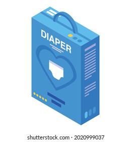 Diaper package icon. Isometric of diaper package vector icon for web design isolated on white background