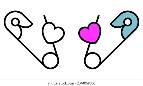 Diaper Pin Icon, Loincloth, Nappy, Safety Pin, Spring Mechanism, Clasp Vector Art Illustration