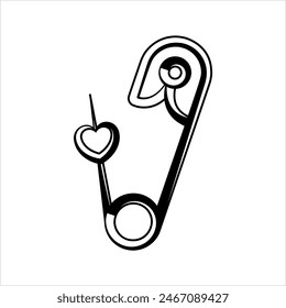 Diaper Pin Icon, Loincloth, Nappy, Safety Pin, Spring Mechanism, Clasp Vector Art Illustration