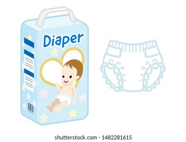 Diaper set, simple cartoon style