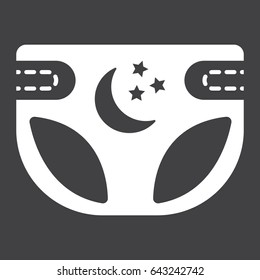 Diaper solid icon, nappy and protection, vector graphics, a filled pattern on a black background, eps 10.