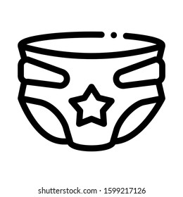 Diaper With Star Icon Vector. Outline Diaper With Star Sign. Isolated Contour Symbol Illustration