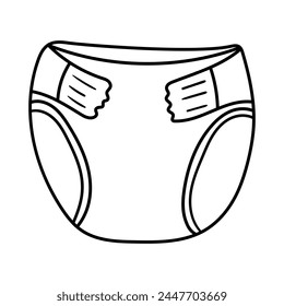 Diaper vector icon in doodle style. Symbol in simple design. Cartoon object hand drawn isolated on white background.