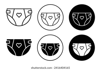 dreifachere Vektorsymbol-Set-Kollektion. Diaper Rahmenflachsymbol.