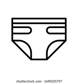 icono de línea delgada del vector de pañales 