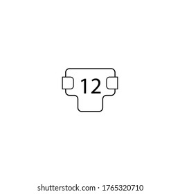 Diapers icon. Twelve pieces icon