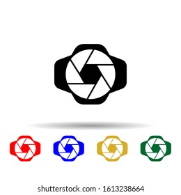 Diaphragm camera multi color style icon. Simple glyph, flat vector of equipment photography icons for ui and ux, website or mobile application