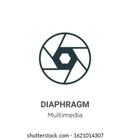 Diaphragm glyph icon vector on white background. Flat vector diaphragm icon symbol sign from modern multimedia collection for mobile concept and web apps design.