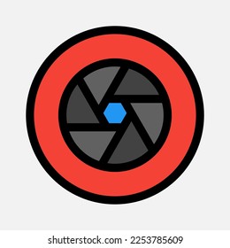 Diaphragm icon in filled line style about camera, use for website mobile app presentation