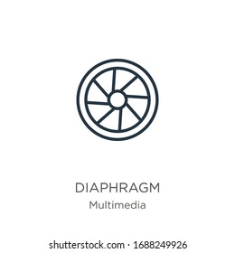 Diaphragm icon. Thin linear diaphragm outline icon isolated on white background from multimedia collection. Line vector sign, symbol for web and mobile