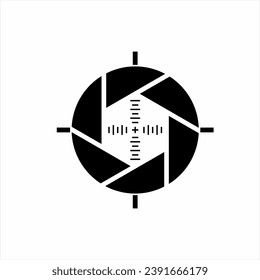 Diaphragm logo design with focus lens concept.