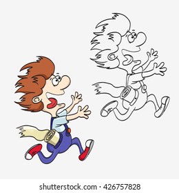 Diarrhea. Cartoon boy, vector illustration. Isolated