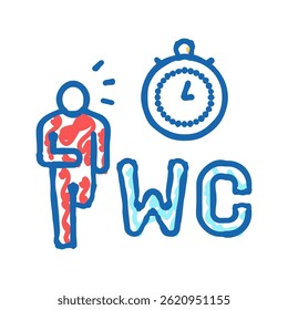 Problema del sistema de digestión de diarrea Vector de dibujo de icono de doodle. signo de problema del sistema de digestión de diarrea. ilustración de símbolo aislado