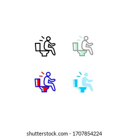 Durchfall-Symbol gesetzt. einfach, umrissen, farbig. Gesundheits- und Gesundheitswesen.