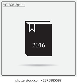 Diary 2016, vector stationary notebook with elastic band