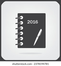 Diary 2016, vector stationary notebook with elastic band