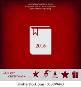 Diary 2016, vector stationary notebook with elastic band
