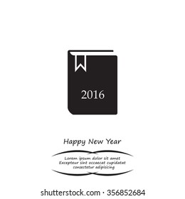 Diary 2016, vector stationary notebook with elastic band