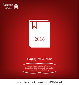 Diary 2016, vector stationary notebook with elastic band