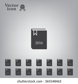 Diary 2016, vector stationary notebook with elastic band