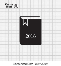 Diary 2016, vector stationary notebook with elastic band