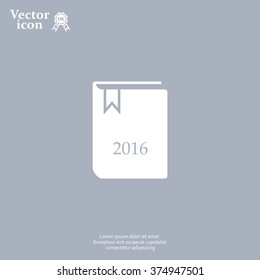 Diary 2016, vector stationary notebook with elastic band