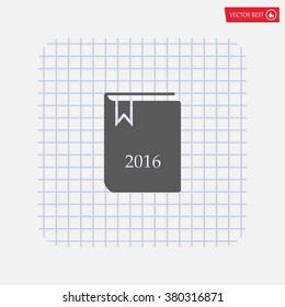 Diary 2016, vector stationary notebook with elastic band