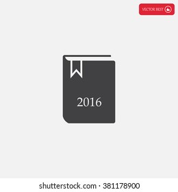 Diary 2016, vector stationary notebook with elastic band