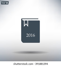 Diary 2016, vector stationary notebook with elastic band