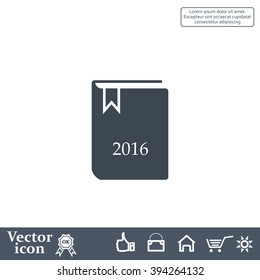 Diary 2016, vector stationary notebook with elastic band