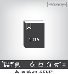 Diary 2016, vector stationary notebook with elastic band