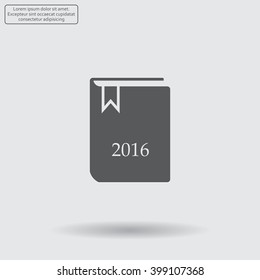 Diary 2016, vector stationary notebook with elastic band