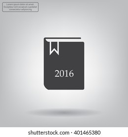 Diary 2016, vector stationary notebook with elastic band