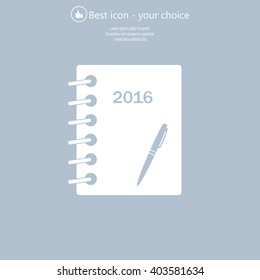 Diary 2016, vector stationary notebook with elastic band