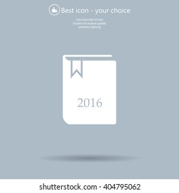 Diary 2016, vector stationary notebook with elastic band