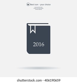 Diary 2016, vector stationary notebook with elastic band