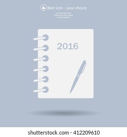 Diary 2016, vector stationary notebook with elastic band