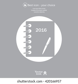 Diary 2016, vector stationary notebook with elastic band