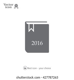 Diary 2016, vector stationary notebook with elastic band