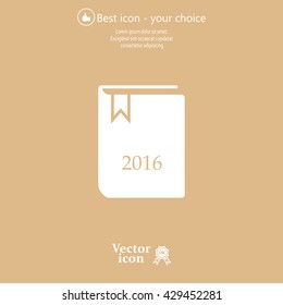 Diary 2016, vector stationary notebook with elastic band