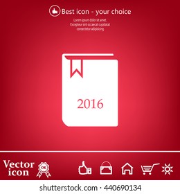 Diary 2016, vector stationary notebook with elastic band