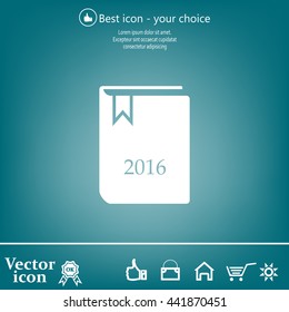 Diary 2016, vector stationary notebook with elastic band