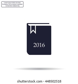 Diary 2016, vector stationary notebook with elastic band