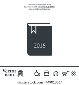 Diary 2016, vector stationary notebook with elastic band