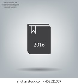 Diary 2016, vector stationary notebook with elastic band