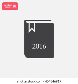 Diary 2016, vector stationary notebook with elastic band