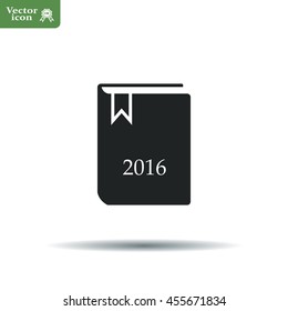 Diary 2016, vector stationary notebook with elastic band