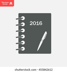 Diary 2016, vector stationary notebook