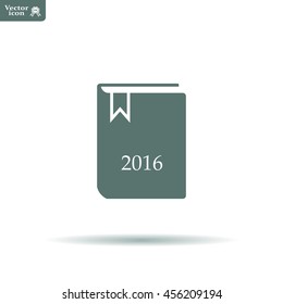 Diary 2016, vector stationary notebook with elastic band